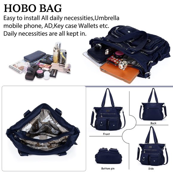 Blue PU Leather Versatile Hobo Bag - Picture 4 of 7